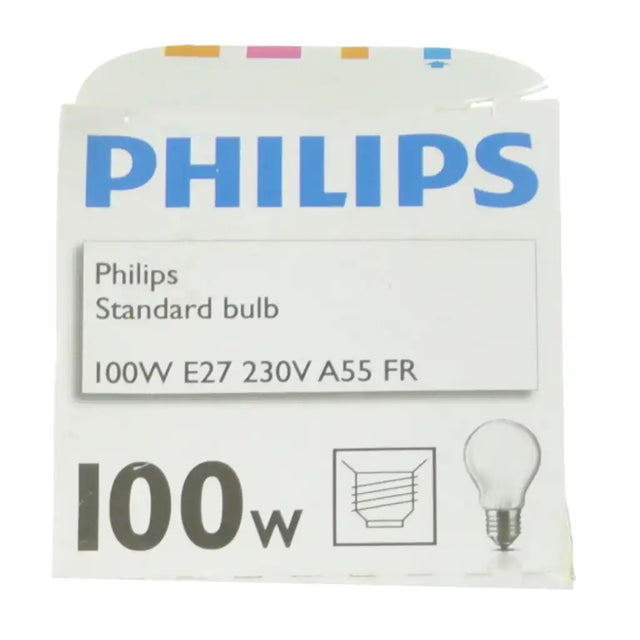 Philips 100W light bulb packaging on a white background