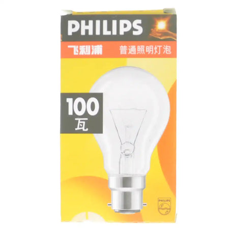 Philips light bulb packaging with a yellow background