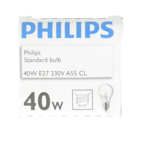 Philips 40W light bulb packaging on a white background