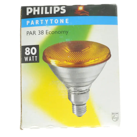 Philips Parrotone PAR 38 Economy light bulb packaging on a white background