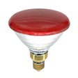 Red light bulb with a white background
