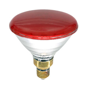 Red light bulb with a white background