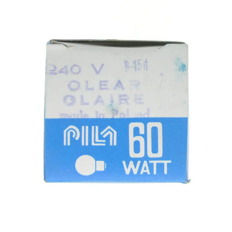 Light bulb packaging with 'Pila' branding and specifications on a white background