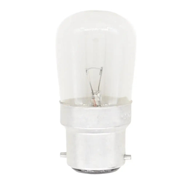 Clear 24V light bulb on a white background