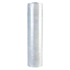 Roll of clear plastic wrap on a white background