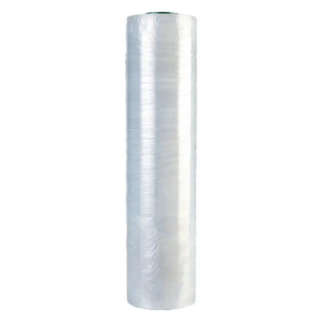 Roll of clear plastic wrap on a white background