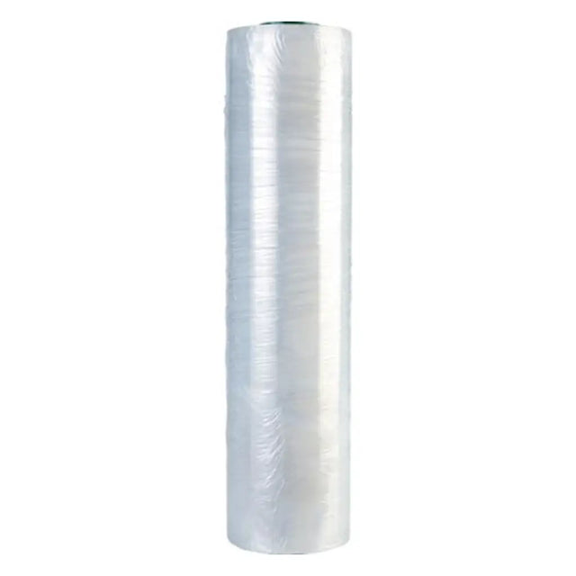 Roll of clear plastic wrap on a white background