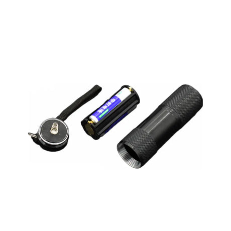 Three black electronic devices on a white background
