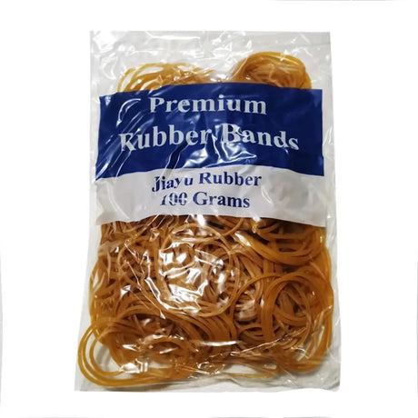 Pack of premium rubber bands with a blue label on a white background