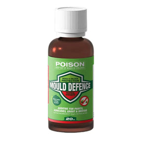 Bottle of Mould Defence with a green label on a white background