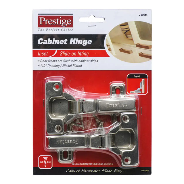 Packaging of Prestige cabinet hinges with clear window