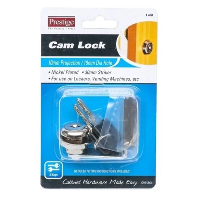 Cam lock packaging with keys on a white background