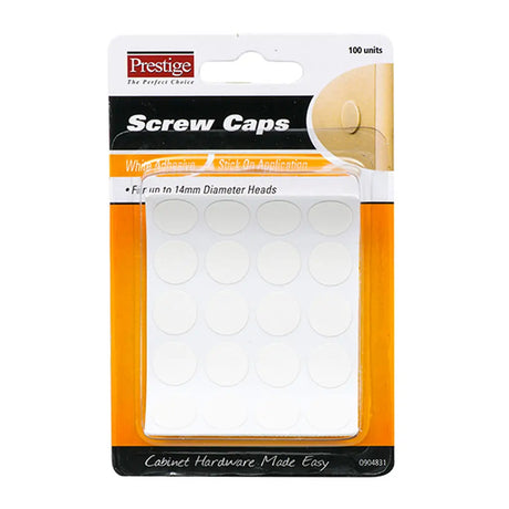 Packaging of Prestige screw caps with a white background