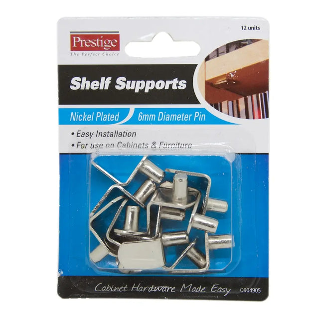 Prestige Shelf Supports 6mm Pin Nickel Plated 12Pcs O904905