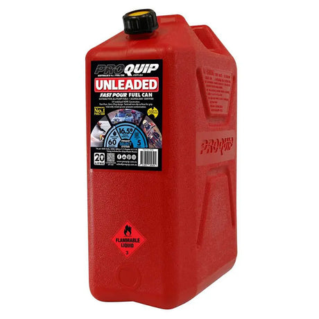 Red fuel can with Quip branding on a white background