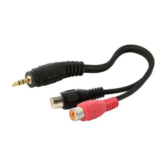 Audio cable with 3.5mm plug and RCA connectors on a white background