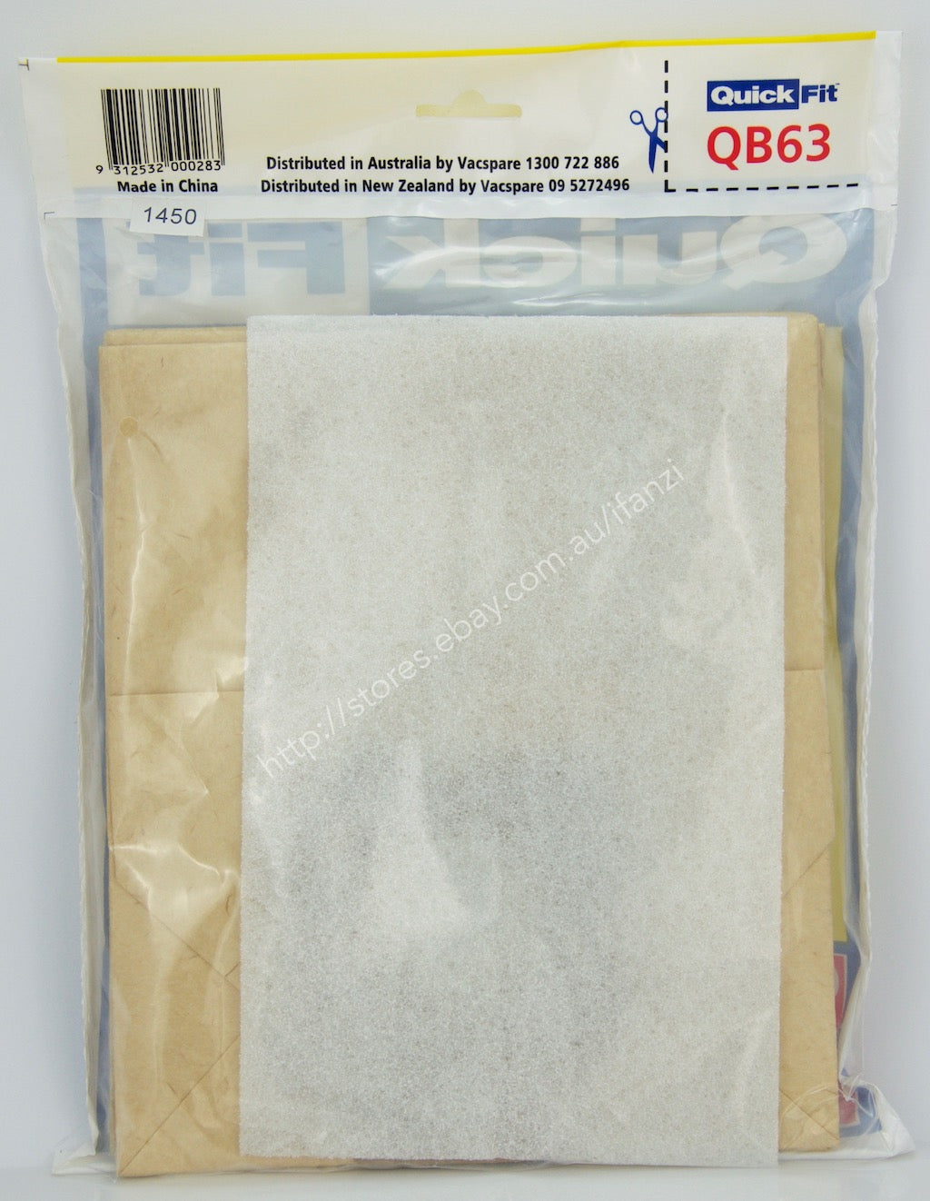 QuickFit Vacuum Cleaner Bags For Panasonic 5 Bags Included Plus Filter QB63