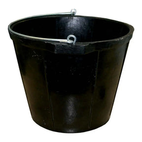Black bucket with a handle on a white background
