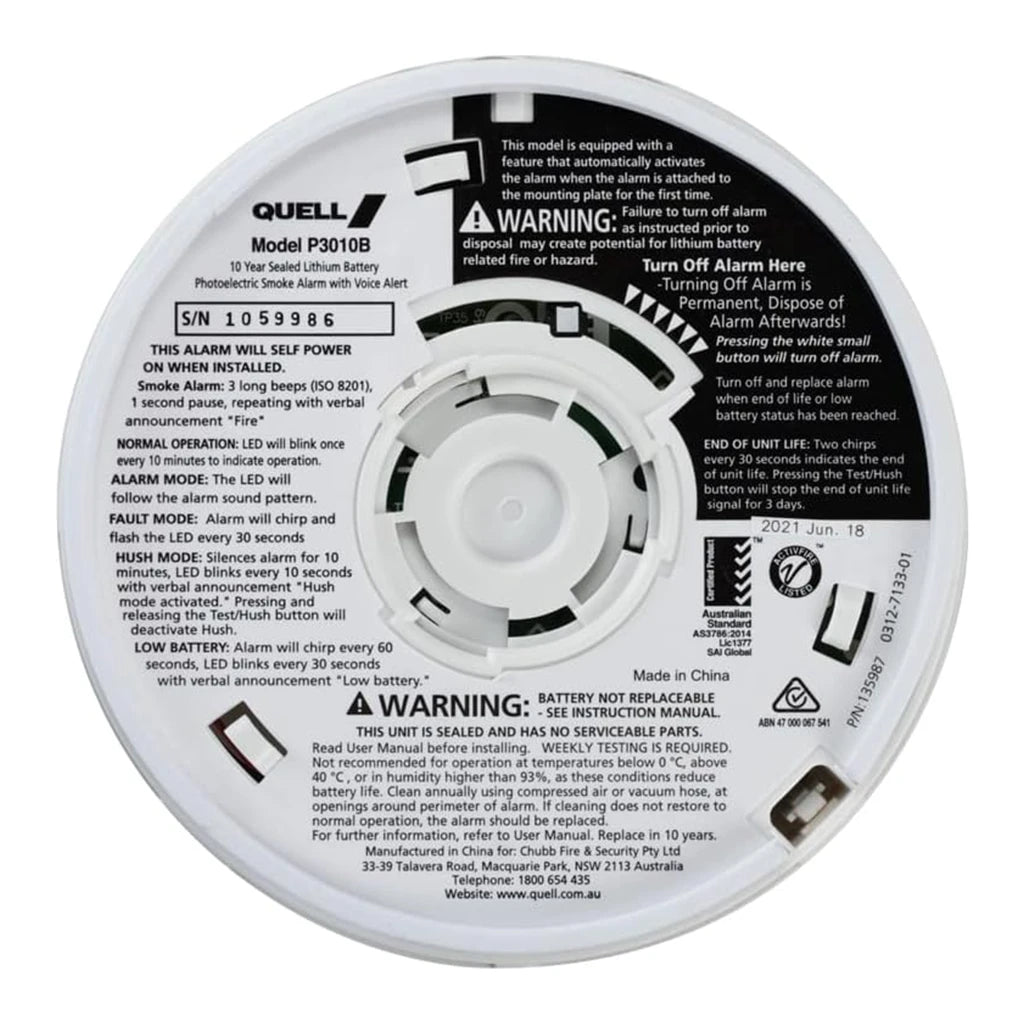 Quell Photoelectric Smoke Alarm Bedroom Q10YB