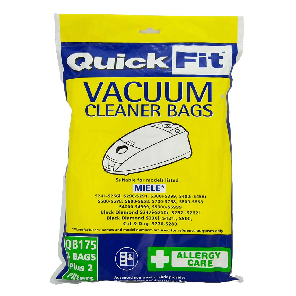 QuickFit Vacuum Cleaner Bags For Miele 5 Bags Included Plus 2 Filters QB175