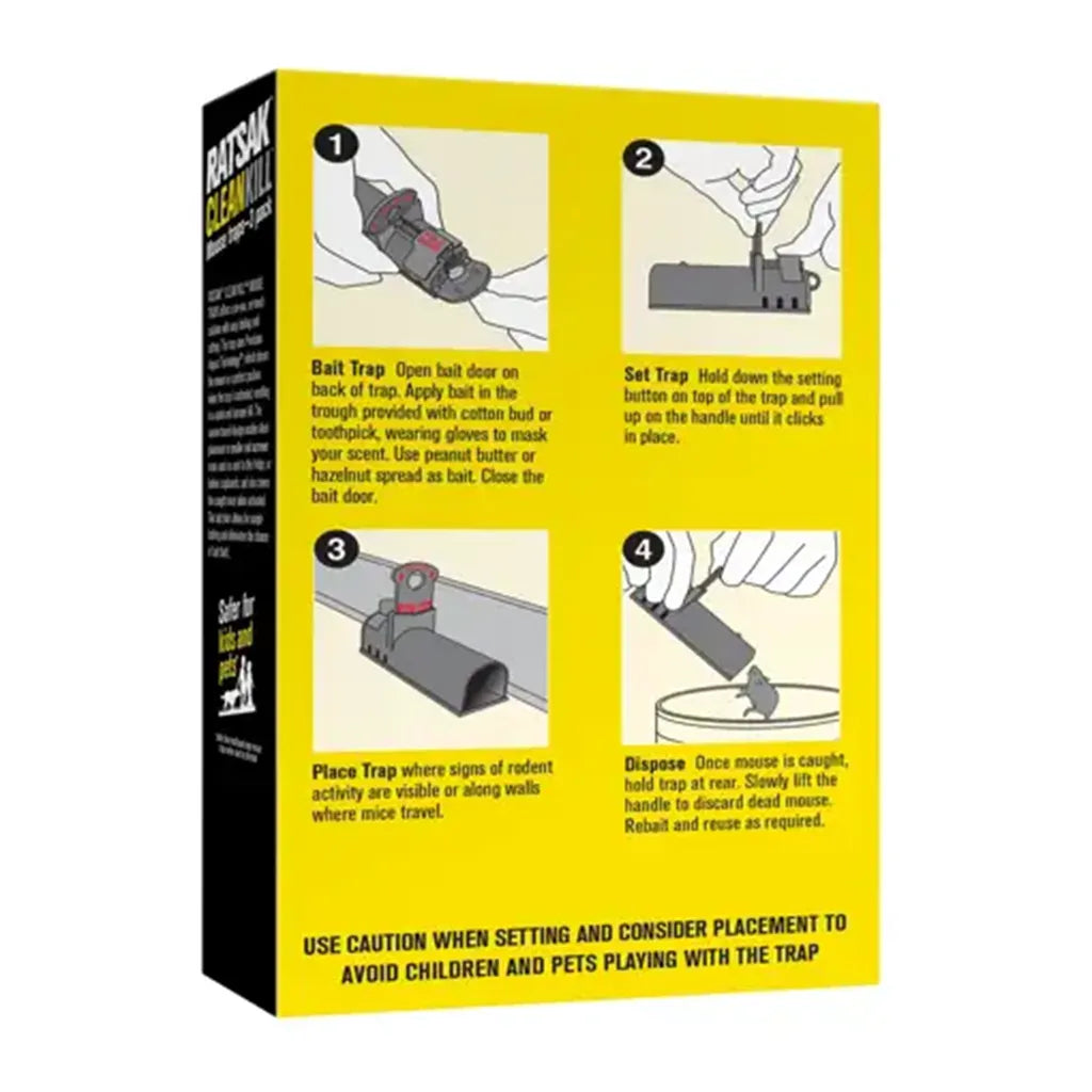 RATSAK Clean Kill Mouse Traps 3Pk 56518