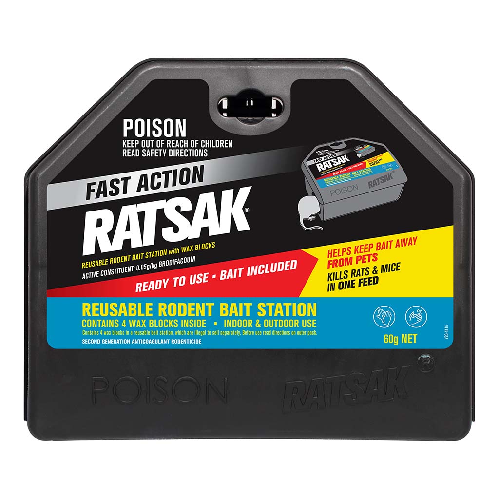 RATSAK Fast Action Reusable Rodent Bait Station Include Bait