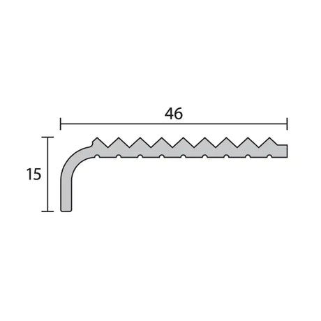 Technical drawing of a metal strip with measurements on a white background
