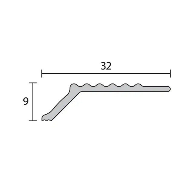 Technical drawing of a metal bracket with dimensions labeled