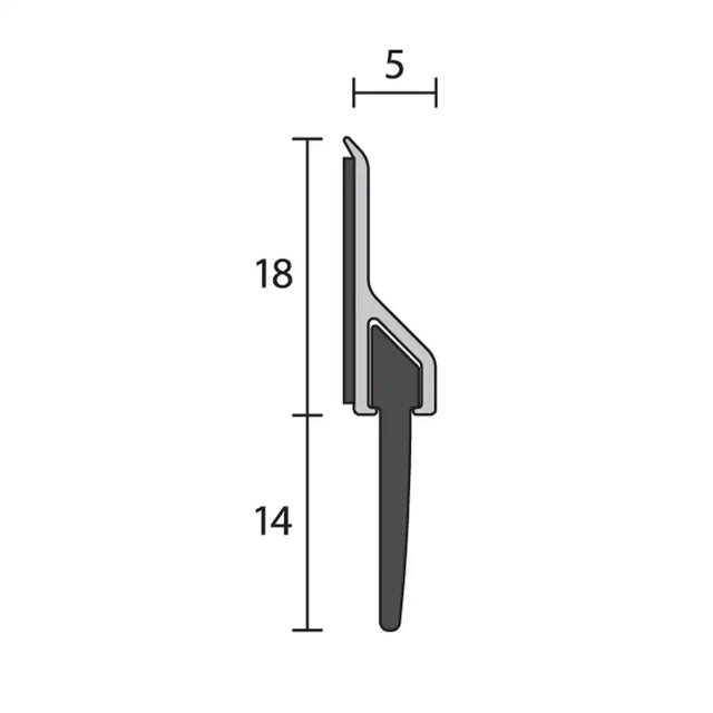 Measurement diagram of a tool with dimensions labeled