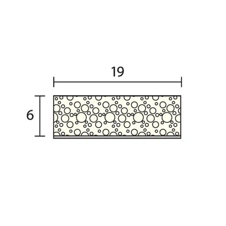Rectangular concrete block with dimensions 19x6 on a white background