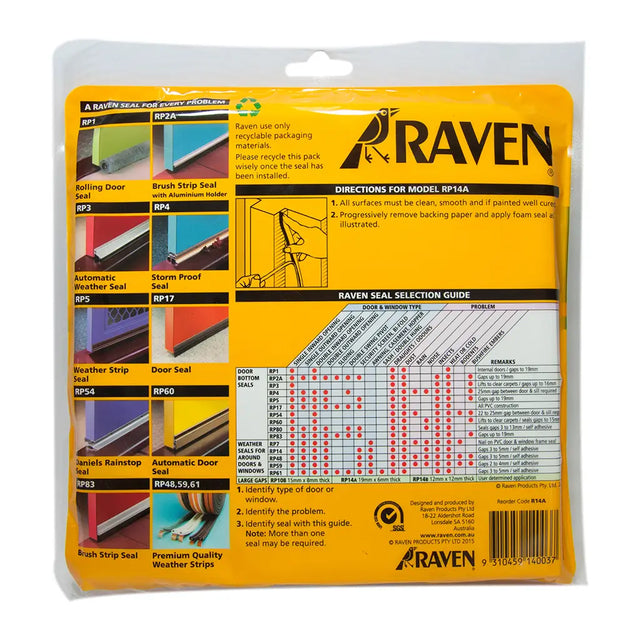 Raven seal packaging with yellow and black design on a white background