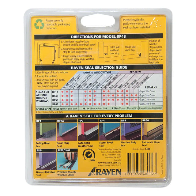 Raven seal packaging with instructions and product details on a white background