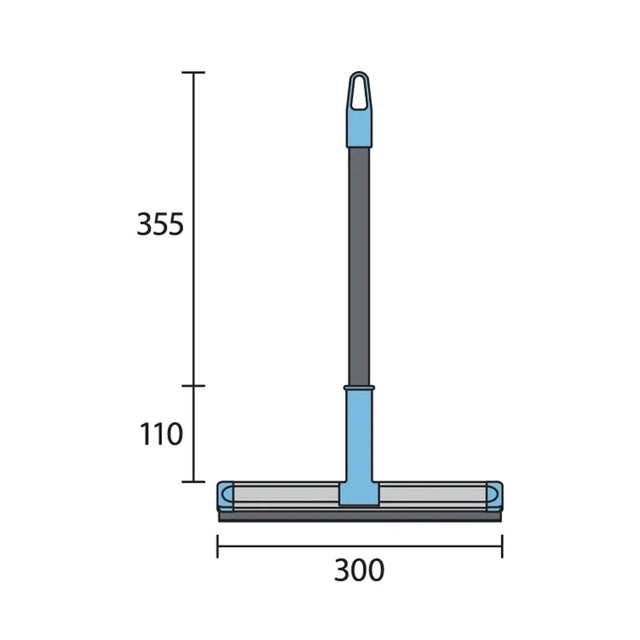 Measurement chart of a cleaning tool with dimensions labeled