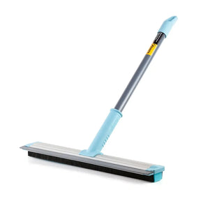 Cleaning tool with a long handle and squeegee blade on a white background