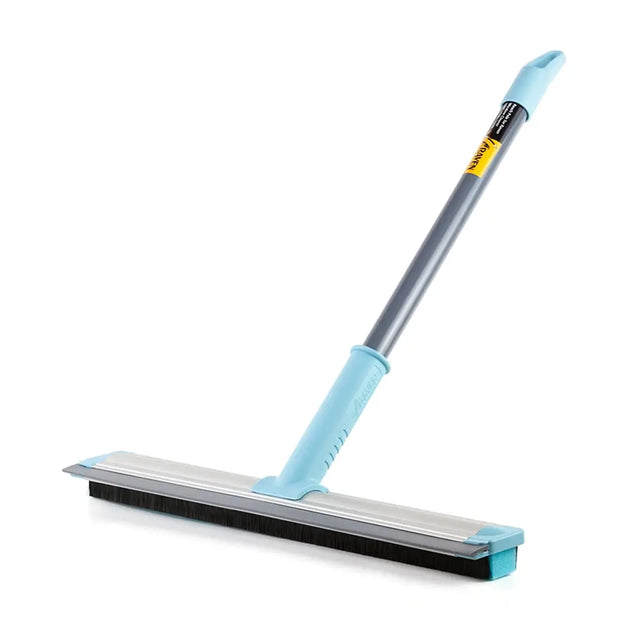 Cleaning tool with a long handle and squeegee blade on a white background