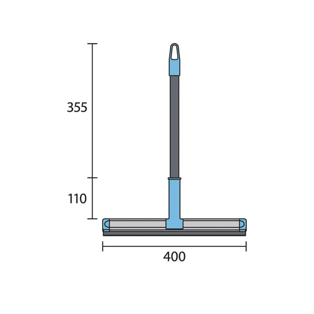 Measurement chart of a squeegee with dimensions labeled