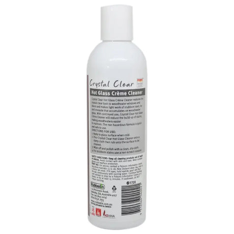 Bottle of Crystal Clear Hot Glass Creme Cleaner on a white background