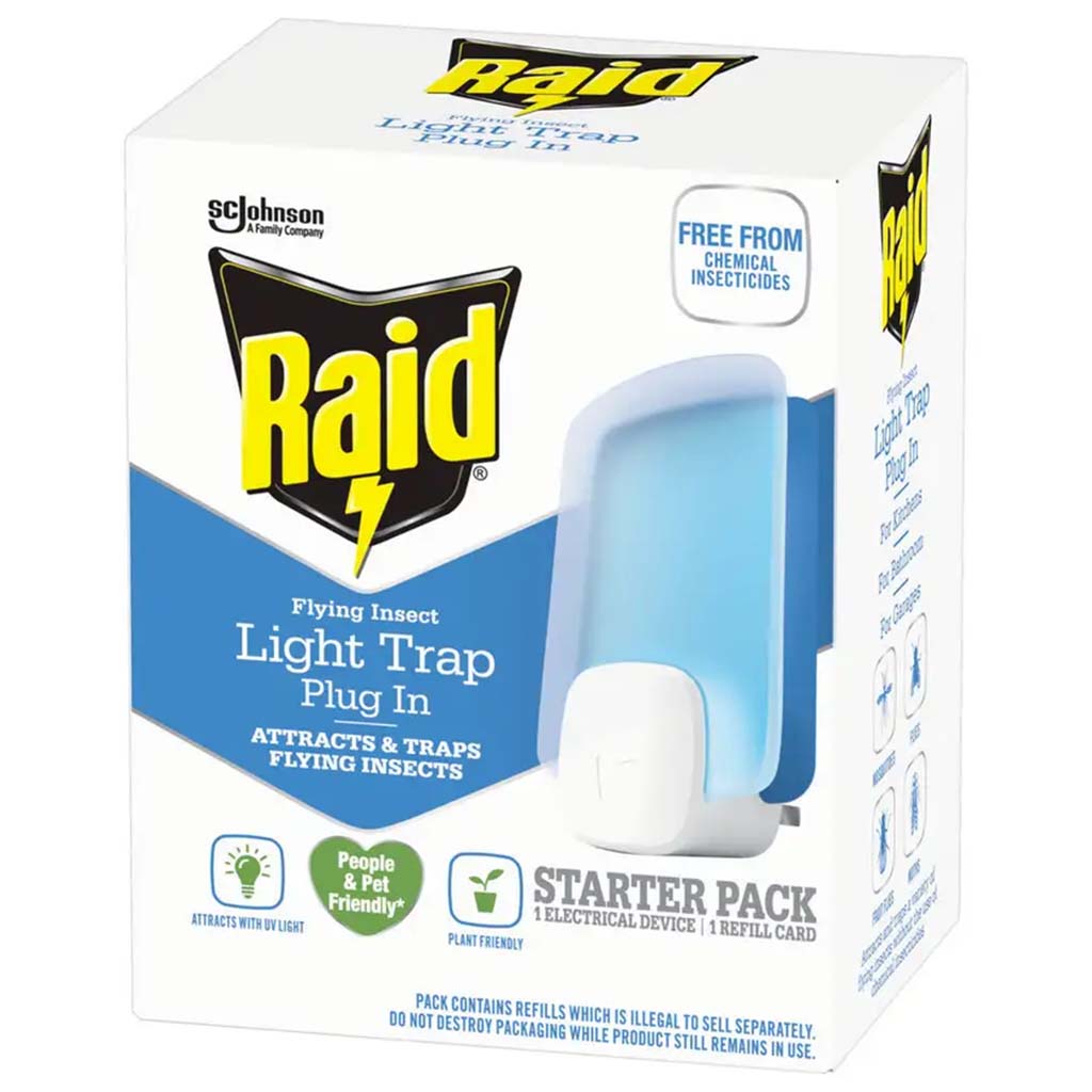 raid flying insect light trap plug in starter pack each