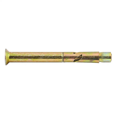 Metal screw with a hex head on a white background
