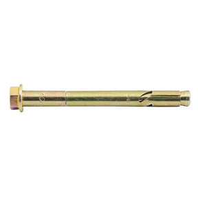 Gold metal screw on a white background