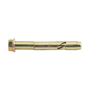 Gold metal bolt on a white background