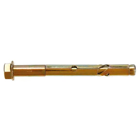Gold metal bolt on a white background