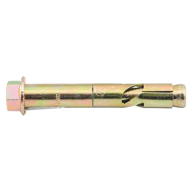 Metal screw with a hex head on a white background