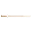 White curtain rod with gold fixture on a white background