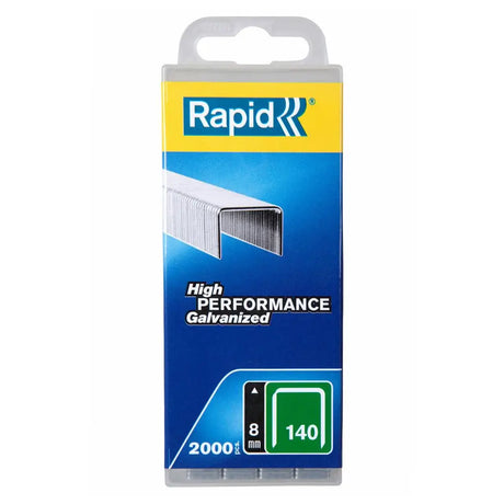 Packaging of Rapid staples with blue and yellow design on a white background