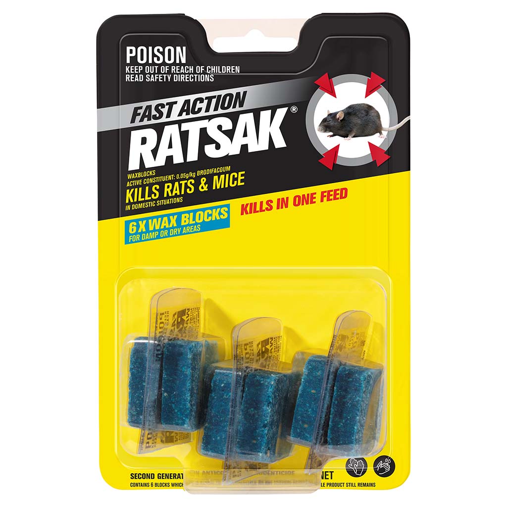 Ratsak Fast Action Wax Blocks 6Pcs 80g