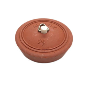 Terracotta-colored lid with 'Alvina' branding and measurement '2 1/4'