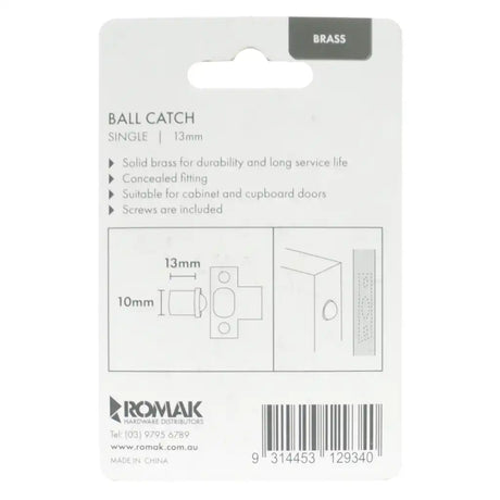 Package of a ball catch with specifications on a white background