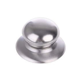 Metallic door handle on a white background