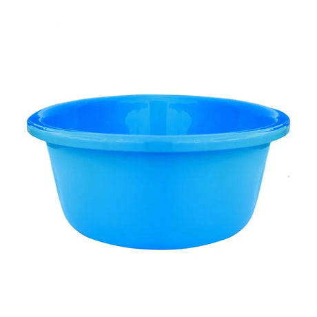 Blue plastic bowl on a white background